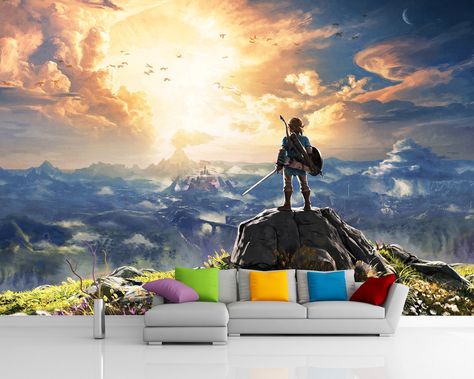 Video Game Wall Mural Wallpaper Zelda Breath of Wild Peel and Stick Playroom Wallpaper Legend of Zelda Gaming Wallpaper Boy Room Wall Decor - Etsy Canada Zelda Mural, Zelda Wallpaper, Boy Room Wall Decor, Star Wars Wall Art, Playroom Wallpaper, Baseball Wall Art, Kids World Map, World Map Decor, Star Wars Decor