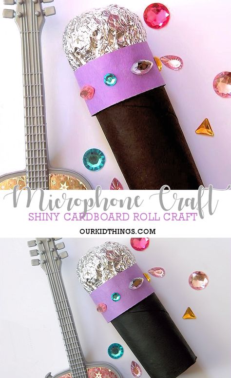 Cardboard Roll Sparkly Microphone Craft #microphone #cardboardrollcrafts #kidcrafts (sponsored) Sparkly Microphone, Microphone Craft, Musical Crafts, Diy Microphone, Adventure Crafts, Music Study, Cardboard Rolls, Diy Toilet, Easter Basket Tags