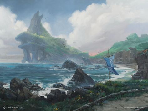 Half Elf Bard, Dnd Backgrounds, Magic: The Gathering, Mtg Art, Location Inspiration, Island Art, D&d Dungeons And Dragons, Wizards Of The Coast, Fantasy Rpg