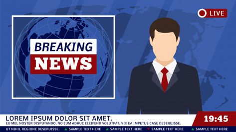 Tv news studio with broadcaster and breaking world background vector illustration Premium Vector | Free Vector #Freepik #vector #freebackground #freebusiness #freedesign #freetechnology World Background, Berita Tv, Broadcast News, Episode Interactive Backgrounds, Virtual Studio, Tv Design, Logo Design Free, Chroma Key, News Anchor