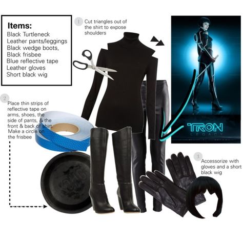 A fashion look from October 2011 featuring Lauren Ralph Lauren sweaters, H&M pants and Rupert Sanderson boots. Browse and shop related looks. Tron Legacy Costume, Tron Costume, Camo Prom, Short Black Wigs, Black Wedge Boots, All Crafts, Tron Legacy, Diy Halloween Costume, Idee Cosplay