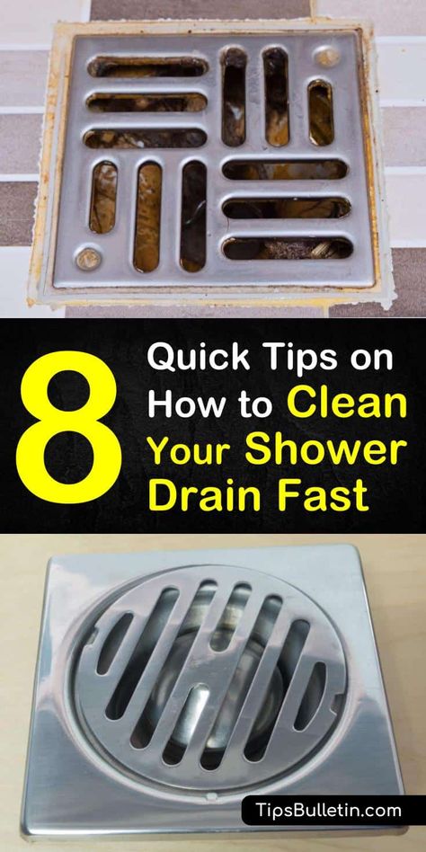 Shower Drain Cleaner, Clean Shower Drain, Best Drain Cleaner, Baking Soda And Vinegar, Unclog Drain, Shower Drains, Bathroom Cleaning Hacks, Deep Cleaning Tips, Diy Concrete