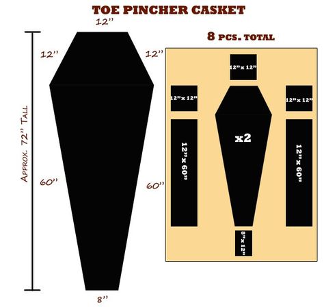 Diy Coffin Box How To Make, Diy Coffin Mirror, How To Make A Coffin Out Of Cardboard, Diy Coffin Bookshelf, Diy Coffin Decor, Coffin Bookshelf Diy Plans, Diy Halloween Coffin, Coffin Diy, Cardboard Coffin