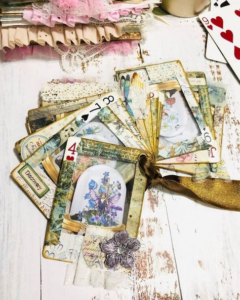 Altered Cards Ideas, Altered Playing Cards Ideas Mixed Media, Cards With Windows, Altered Playing Cards Ideas, Playing Cards Art Projects, Old Playing Cards, Altered Playing Cards, Playing Card Crafts, Willa Wanders