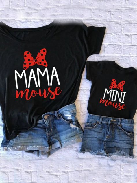 Show off your special bond with your mini-me in these Mama Mouse and Mini Mouse slogan t-shirts. With a simple but sweet design, these tees perfectly capture your special love for each other. Everyone will be gushing over how adorable you two are!  Pairs great with your favorite shorts, skirts, leggings, or jeans Lightweight, breathable fabric ensures you are comfortable, so you and your baby can look confident while you're enjoying your strolls and adventures. Graphic design details make a bold Birthday Sweater, Matching Tshirts, Mother Daughter Outfits, Mini Mouse, Mommy And Me Outfits, Shorts Skirts, Print Swimsuit, Family Outfits, Mini Me