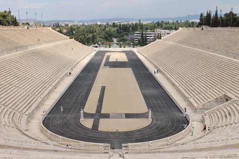 Panathenaic Stadium (the original Olympic Stadium) in Athens, Greece Athens Olympic Stadium, Panathenaic Stadium, Ancient Greece Olympics, Olympia Of Greece, Athens Greece, Greek Art, Ancient Greek, Ancient Greece, Greece Travel