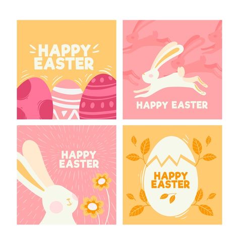 Easter day instagram post collection des... | Free Vector #Freepik #freevector #design #instagram #spring #celebration Easter Card Design Ideas, Easter Graphic Design Inspiration, Easter Design Poster, Happy Easter Instagram Post, Easter Design Ideas, Easter Branding, Easter Design Graphic, Easter Poster Ideas, Easter Illustration Design