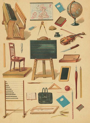 Old is new again. Current technology plus arts~ Vintage School Supplies, School Equipment, Retro School, Old School House, School Room, Vintage School, School Posters, School Decorations, School Classroom