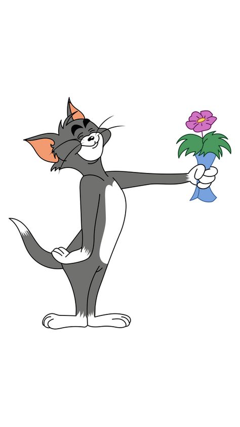 8 Mart Drawing, Tom In Love Cartoon, You Can Do It Drawing, Flowers For You Drawing, Tom Y Jerry Dibujos, Tom And Jerry Fanart, Tom Stickers, Tom And Jerry Stickers, Tom And Jerry Art