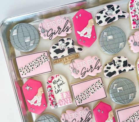 Man I Feel Like I’m One Birthday Cookies, Disco Cowgirl Party Cookies, Nashville Birthday Cookies, Disco Cowgirl Cookies Birthday, Disco Rodeo Cookies, Disco Cowgirl 3rd Birthday, Disco Cowgirl Cookies Decorated, Disco Cowgirl Bachelorette Cookies, Girls Cowgirl Birthday Party