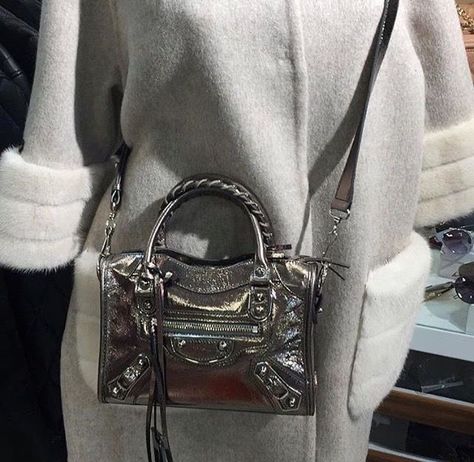 ٧ on Twitter: "balenciaga city silver metallic mini bag… " Balenciaga City Bag Mini, Balenciaga Bag Mini, Balenciaga Mini City Bag, Balenciaga Mini City, Metallic Handbags, Silver Bags, Bag Obsession, Lv Bags, Fancy Bags