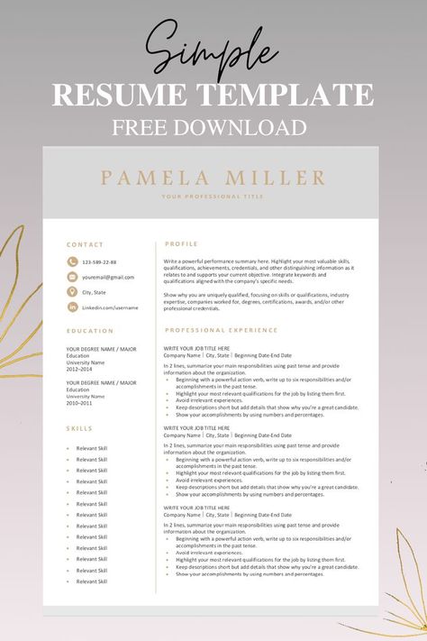 Free Resume Template Word, Unique Resume Template, Professional Resume Examples, Unique Resume, Free Resume Template Download, Minimalist Resume Template, 포트폴리오 레이아웃, Editable Resume, Simple Resume Template