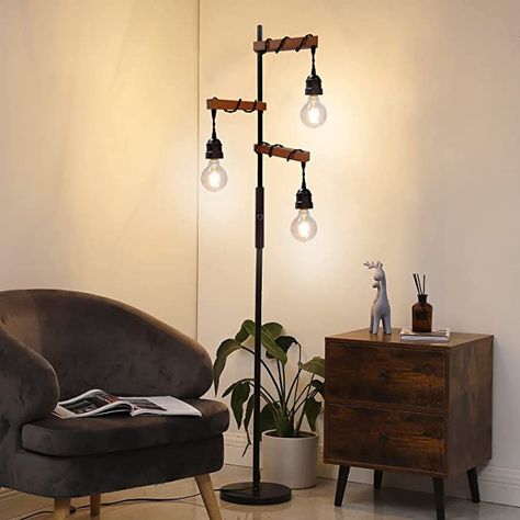 Assemer Dimmable Industrial Floor Lamp,68 Inch Wood Farmhouse Standing Lamp with 3-Light Bulbs for Living Room,Bedroom,Office,Rustic,Home Decor Modern Farmhouse Tree, Farmhouse Tree, Farmhouse Floor Lamps, Office Rustic, Floor Lamp Modern, Rustic Floor Lamps, Dimmable Floor Lamp, Industrial Floor Lamp, Beautiful Floor Lamps