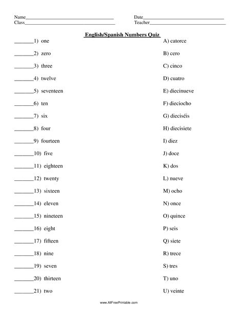 Spanish Numbers Quiz - Do you want to learn to count in Spanish? How to make an English and Spanish Numbers Quiz? Download this Spanish Numbers Quiz template that will suit your needs English Worksheets For Spanish Speakers, Spanish Numbers 1-20 Worksheet, Spanish Worksheets Beginner, Spanish To English Worksheets, Spanish Quiz, Spanish Practice Worksheets, Beginner Spanish Worksheets, Spanish Exercises, Beginner Spanish Lessons