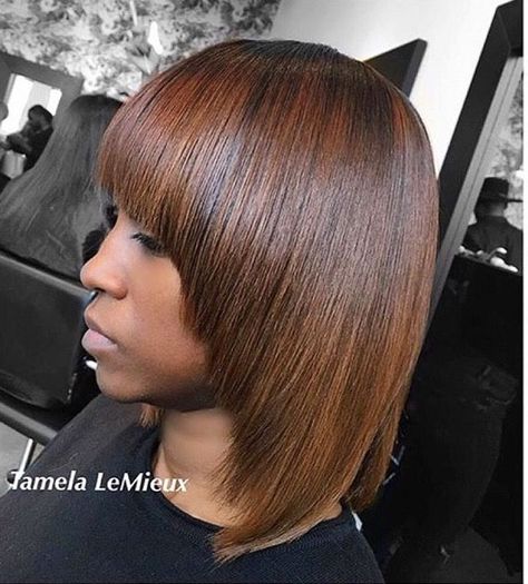 Page Boy Haircut Women, Balayage On Natural Hair, Copper Brown Balayage, Mushroom Haircut, Weave Bob Hairstyles, Pageboy Haircut, Black Women Hair Color, Choppy Cut, Black Ponytail