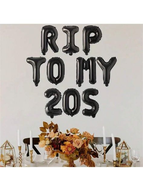 10Pcs Black  To My 20s Letter Balloons 30th Birthday Decorations For Him Her Black  To My 20s ,30TH Birthday  Party Decoration Supplies  TO MY 20S Balloon Banner Gothic Themes 30th Birthday Party DecorationI discovered amazing products on SHEIN.com, come check them out! October 30th Birthday, Bye 20's Hello 30's, Themes For 30th Birthday Party For Women, Witchy 30th Birthday, 30th Birthday Black Theme, 30th Birthday Ideas For Women Decoration, 30th Birthday Themes For Him, Goodbye 20s 30th Birthday, 30 Bday Ideas Turning 30