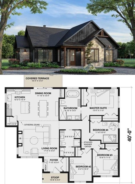 American House Design, Modern Suburban House, American House Plans, 3d House Plans, Sims 4 House Plans, Suburban House, Building House Plans Designs, American Houses, House Design Ideas