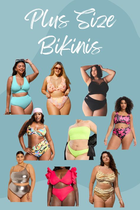 These plus size swimsuits are perfect for the beach or pool this summer! Plus Size Summer Outfits Beach, Plus Size Bikinis, Apple Body Shape Outfits, Apple Body Shapes, Pools Backyard, Water Bearer, Plus Size Summer Outfits, Resort Fashion, Plus Size Swim