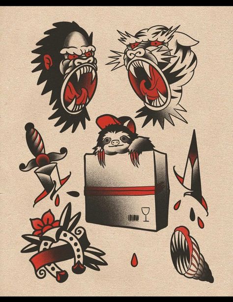 Black And Red Traditional Tattoo, Old School Tattoo Designs, American Traditional Tattoo, School Tattoo, American Traditional, Old School Tattoo, Traditional Tattoo, Old School, Tattoo Ideas