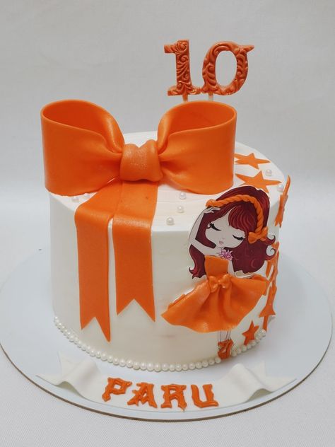 Cake for girls Orange Colour Cake, Cake Designs For 11 Year Girl, Orange Colour Cake Design, Orange Color Cake, Latest Birthday Cake Design For Girl, Frozen Birthday Party Cake, Cake Designs For Girl, Orange Cake, Frozen Birthday Party