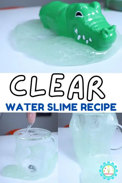 How To Make Water Slime, Water Slime Recipe, Simple Slime Recipe, Clear Slime Recipe, How To Fix Slime, Slime With Shampoo, Soap Slime, Water Slime, Sensory Play Toddlers