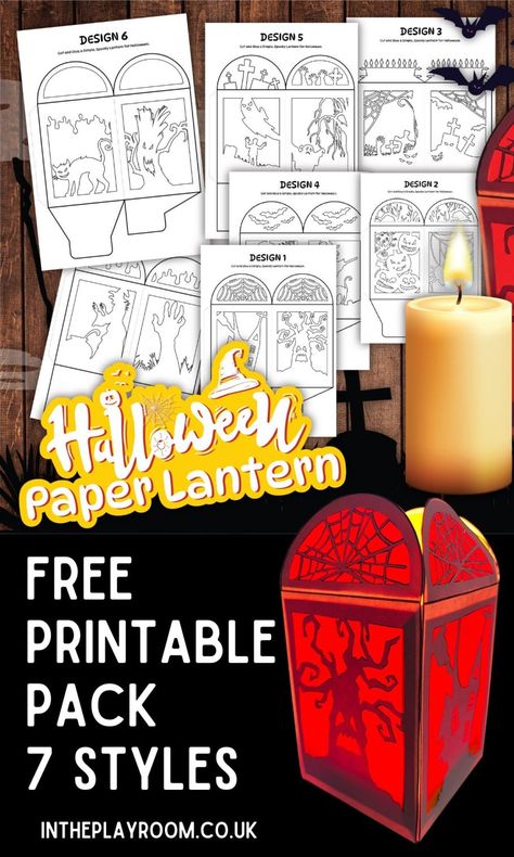 Printable Halloween Lantern Craft (14 Lantern Templates!) Pumpkin Lantern Craft, Halloween Lanterns Diy Kids, Halloween Lantern Craft, Cauldron Template Printable, Free Jack O Lantern Printables, Lantern Template Free Printable, Halloween Templates Free Printable, Halloween Lanterns Paper, Halloween Printables Free Templates