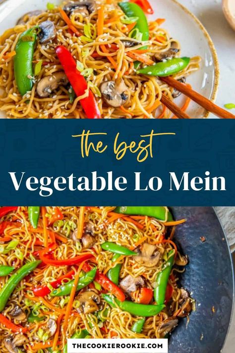 Craving the comfort of takeout but want to make something even better? This easy homemade vegetable lo mein recipe, made with fresh vegetables and the tastiest sauce ever, will satisfy your Asian noodle cravings and have the whole family asking for more! Vegetable Lo Mein Recipe, Lo Mien, Low Mein, Lo Mein Recipe, Vegetable Lo Mein, Chinese Foods, Seated Exercises, Lo Mein Recipes, Asian Noodle