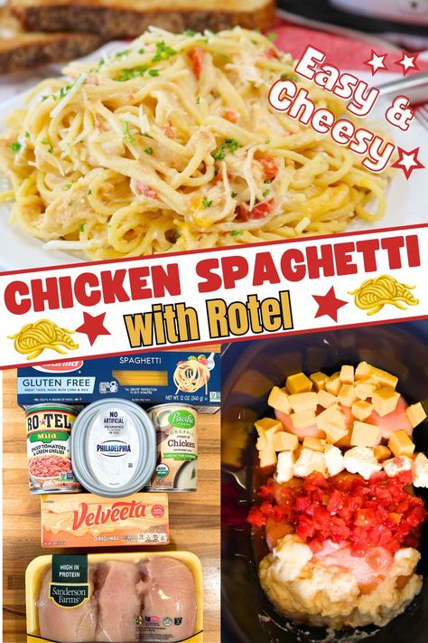 Slow Cooker Chicken Spaghetti, Chicken Spaghetti Recipe Crockpot, Spaghetti With Rotel, Chicken Spaghetti With Rotel, Rotel Chicken Spaghetti, Easy Chicken Spaghetti, Crockpot Chicken Spaghetti, Rotel Recipes, Crockpot Spaghetti