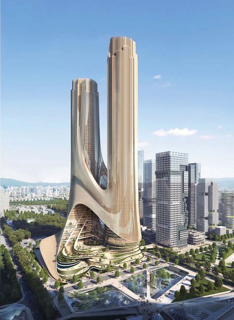 ZHA Wins Competition to Build Tower C at Shenzhen Bay Super Headquarters Base | ArchDaily زها حديد, Architecture Cool, Vertical City, Zaha Hadid Architecture, Tall Buildings, Skyscraper Architecture, Architectural Visualization, Zaha Hadid Architects, High Rise Building