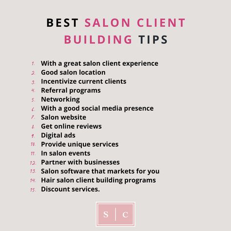 How to get more business in a hair salon Salon Budget Plan, Salon Assistant Duties, How To Get More Clients In The Salon, Build Clientele Hair Stylists, Salon Owner Quotes, Salon Management Tips, Starting A Salon Business, Salon Manager Duties, Salon Suite Checklist