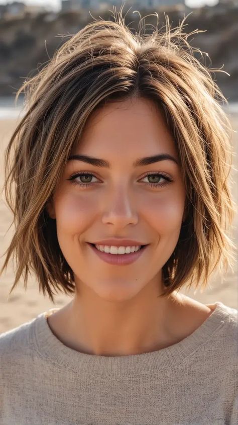 Short Bob With Texture, Short Chic Haircuts, Center Part Bob, Womens Short Haircut, Choppy Short Hair, Textured Short Bob, Women's Short Haircuts, Easy Bob Hairstyles, Short Beach Hair