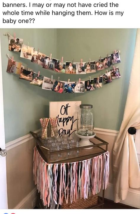 Great idea to display photos at a birthday party. Picture Display Birthday Party, Hanging Pictures For Birthday Party, Birthday Picture Display Ideas, Photo Display For Birthday Party, Photo Wall Birthday Party, Birthday Picture Display, 4x6 Photo Display, Birthday Photo Displays, Picture Displays