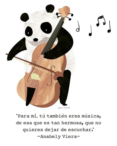 Panda, Violonchelo, notas musicales. Violin, Tik Tok, Bears, Vision Board, Music, Movie Posters, Art, Film Posters, Pandas