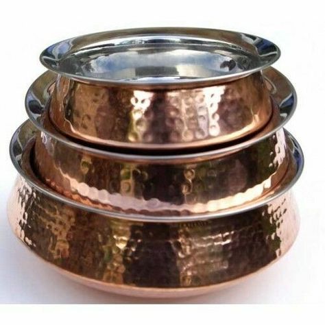 Rustic Traditional Indian Hammered Copper Steel Balti Dish Handi Curry Dish | eBay Copper Pots And Pans, Kitchen Dish Drainers, Copper Molds, Vase Holder, Rosé Gold, Curry Dishes, Rustic Traditional, Catering Events, Copper Pots