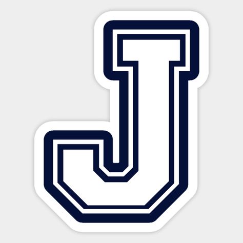 Initial Letter J - Varsity Style Design -- Choose from our vast selection of stickers to match with your favorite design to make the perfect customized sticker/decal. Perfect to put on water bottles, laptops, hard hats, and car windows. Everything from favorite TV show stickers to funny stickers. For men, women, boys, and girls. J Sticker, Letter J Design, Senior Jackets, Long Text, Jacket Drawing, Captain America Wallpaper, Text Types, Varsity Style, Letter Stickers