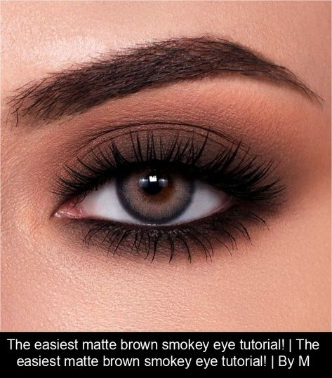 The easiest matte brown smokey eye tutorial! #prommakeuplooks Matte Brown Smokey Eye, Maquillaje Smokey Eyes, Brown Smokey Eye Tutorial, Daytime Smokey Eye, Dark Smokey Eye Makeup, Brown Eyeshadow Looks, Brown Smokey Eye Makeup, Dark Smokey Eye, Smokey Eye Makeup Look