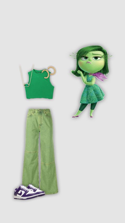 disgust inspired outfit Disgusted Inside Out, Inside Out Costume, Disney Inspired Outfits, Dress Up Day, Halloween Costumes For Teens, Book Week, Cute Costumes, Themed Outfits, Costume Outfits