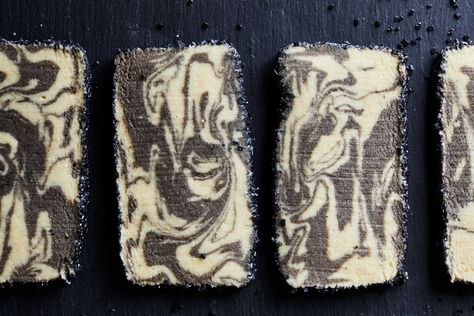 Marbled Tahini Cookies Recipe Tahini Christmas Cookies, Black Tahini Cookies, Christmas Cookies Nyt, Tahini Shortbread, Marbled Cookies, Tahini Cookies Recipe, Black Tahini, Marble Cookies, Irish Oatmeal