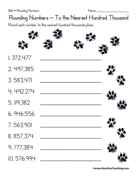 4th Grade Rounding Worksheets Rounding to the Nearest Hundred Thousand Worksheet Rounding Practice, Line Graph Worksheets, Rounding Worksheets, Worksheets 3rd Grade, Rounding Whole Numbers, Grade 5 Math Worksheets, Probability Worksheets, Rounding Numbers, Phonics Worksheets Free