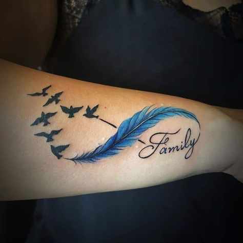 Infinity Symbol with Feathers 2 Infinity Tattoo Ideas, Infinity Tattoo Family, Atrapasueños Tattoo, Infinity Tattoo With Feather, Infinity Symbol Tattoo, Infinity Tattoo Designs, Girl Arm Tattoos, Saved Tattoo, Christmas Tattoo