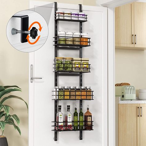 Over The Door Spice Rack, Wide Pantry, Door Pantry Organizer, Pantry Door Organizer, Door Spice Rack, Pantry Organizer, Black Closet, Seasoning Rack, Spice Shelf