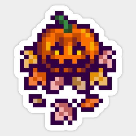 Pixelated Jack-o-lantern pumpkin with fall leaves - featuring purple and pink! -- Choose from our vast selection of stickers to match with your favorite design to make the perfect customized sticker/decal. Perfect to put on water bottles, laptops, hard hats, and car windows. Everything from favorite TV show stickers to funny stickers. For men, women, boys, and girls. Jack O, Fall Leaves, Jack O Lantern, Hard Hats, Car Windows, Funny Stickers, Custom Stickers, Autumn Leaves, Pixel Art