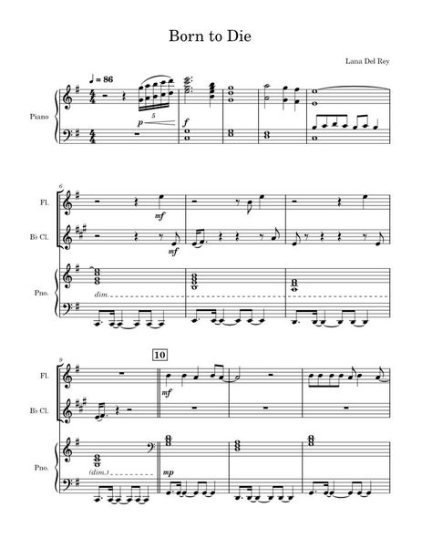 Muse Of Music, Piano Songs Sheet Music, Sheet Music With Letters, Lana Del Rey Music, Piano Pieces, Music Violin, Piano Notes Songs, Song Notes, Clarinet Sheet Music