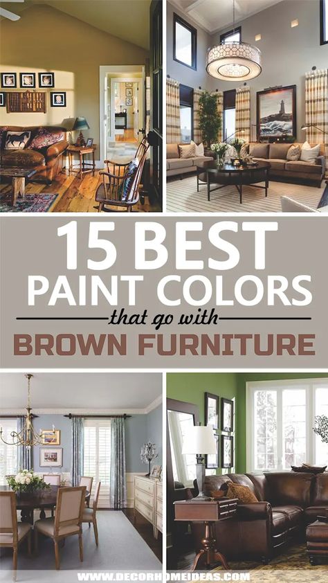 Brown Living Room Color Schemes, Family Room Paint Colors, Dining Room Wall Color, Brown Leather Furniture, Dining Room Colour Schemes, Color Walls, Furniture Color Schemes, Tan Living Room, Dark Brown Furniture