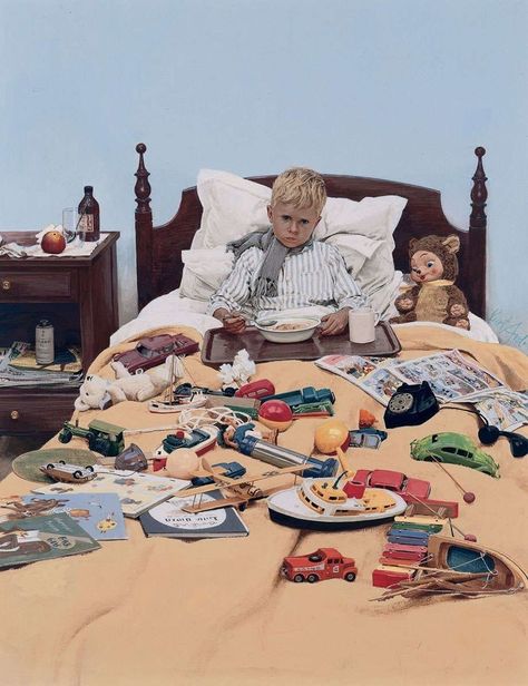 Ard, Kurt (b,1925)- Child- Too Sick to Play Lucas Museum, Narrative Art, Nostalgic Art, Famous Artwork, Magazine Illustration, Gathering Place, Norman Rockwell, Art Archive, Childrens Art