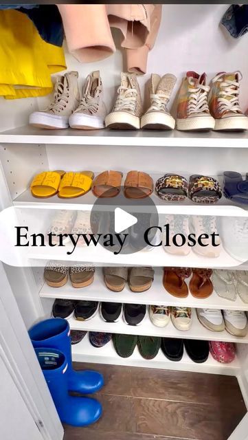 Allanna Bell on Instagram: "Entryway Closet  Hey, Dolls  We all can agree it's frustrating having shoes in the entryway or next to the garage door.  ~ So many homes have small entryway closets. Installing a custom system in a small closet will maximize the space and help you and your family to stay organized✨ ~ by @opmdolls  ~ ~ ~ closet #closets #customstorage #closetdesign #closetorganization #organized #organized #organizedlife #organizedhome #organizationideas #home #opmdolls #getorganized #closetgoals #acsppro #closetgoals #closetinspo #closetsofinstagram #declutter #declutteryourlife #entryway  #customorganization  #home" Organize Entry Closet, Front Coat Closet Organization, Family Entryway Organization, Shoe Closet Entryway, Small Shoe Closet, Small Entry Closet Makeover, Front Closet Organization, Shoe Closet Ideas, Small Entryway Closet