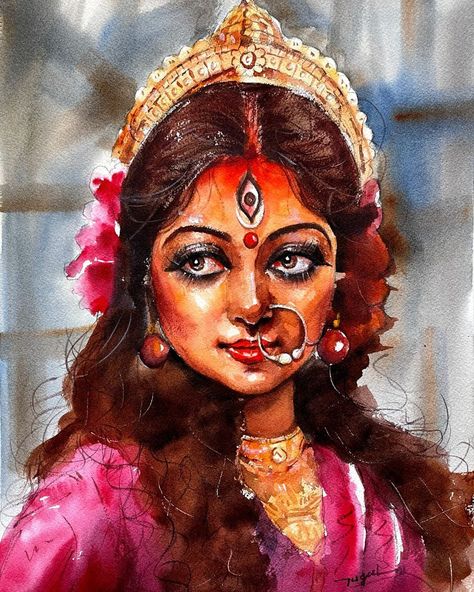 @jugalsarkar_official shared a photo on Instagram: “Watercolor on paper For commission Work & online class contact me on WhatsApp - 9800342659 Photo Reference from Google : : : #sadhu…” • Oct 2, 2021 at 3:57pm UTC Durga Maa Paintings, Watercolor Indian, Canvas Art Painting Acrylic, Colour Drawing, Abstract Pencil Drawings, Composition Painting, Bengali Art, Durga Painting, Pencil Sketch Images