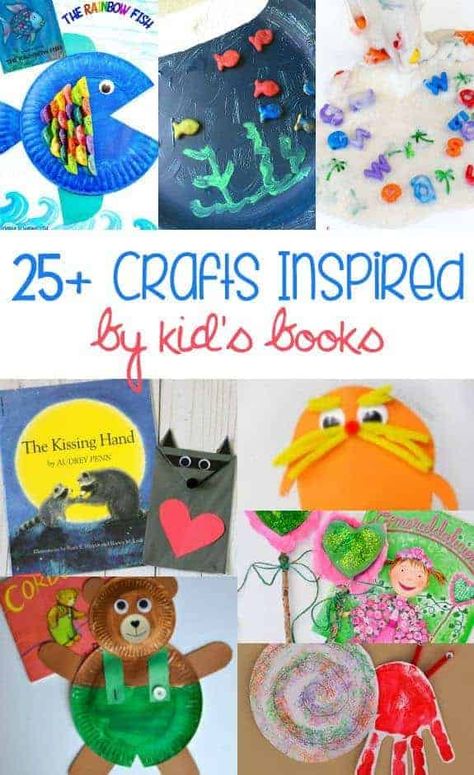 Looking for a fun way to reinforce what your kids are reading? These crafts are great ideas to help your kids learn and have fun at the same time, Book Themed Crafts, Storybook Crafts, Storytime Crafts, Childrens Books Activities, Library Activities, Best Crafts, Art And Craft Videos, Preschool Books, Books For Kids