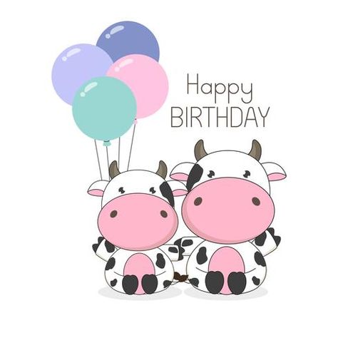 Birthday Greeting card Cute Cows with balloons Happy Birthday Cow, Dairy Shop, Happy Birthday Google, Birthday Cow, Happy Birthday Drawings, Cow Drawing, Birthday Icon, Happy Birthday Art, Cute Happy Birthday