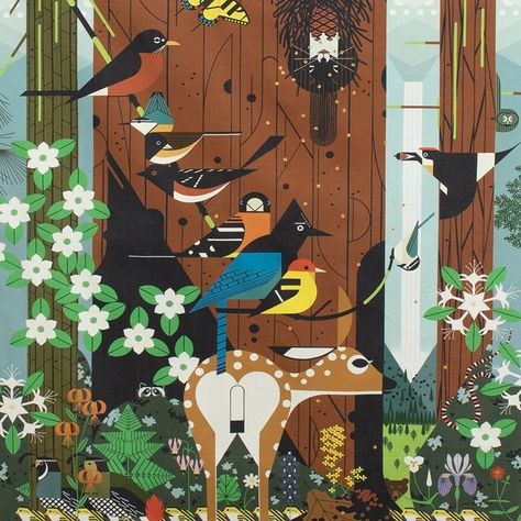 Charley Harper Illustration, Charley Harper Fabric, Charley Harper Art, Charlie Harper, Charley Harper, National Park Posters, Panel Quilts, 1000 Piece Jigsaw Puzzles, Nature Themed